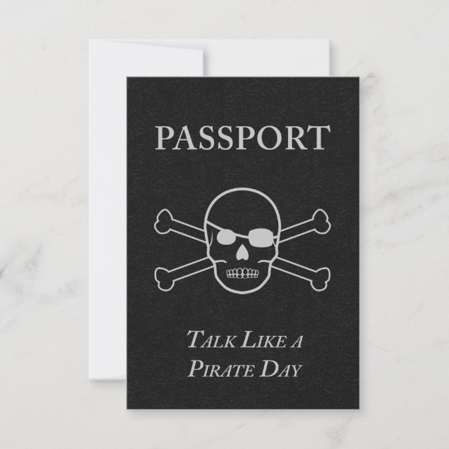 Invitation parler comme un passeport de jour pour les pirates (Devant)