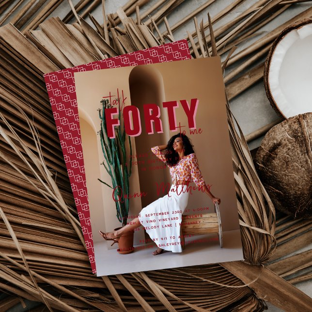 Invitation Parlez-moi Quarty | 40e fête d'anniversaire (Créateur téléchargé)