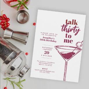 Invitation Parlez Trente à moi 30e Cocktail Anniversaire Blan