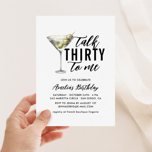Invitation Parlez Trente pour moi Sale Martini 30e anniversai (Créateur téléchargé)