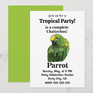 Invitation Parrot Bird Chatterbox Funny Tropical Party