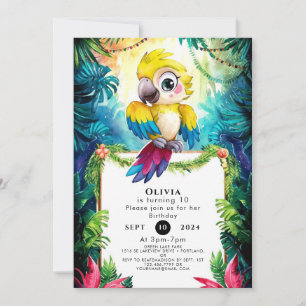 Invitation Parrot coloré mignon Anniversaire