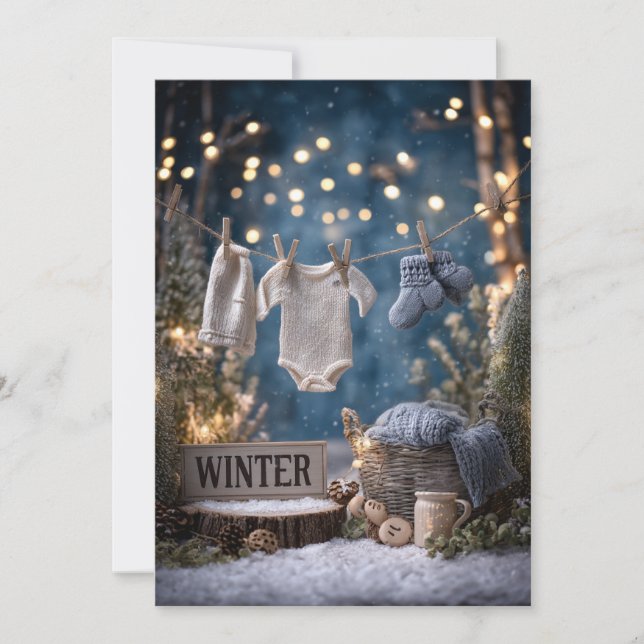 Invitation Parsemé de neige | Hiver cosy (Devant)
