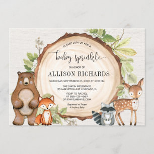Invitation Parsemer bébé animal de forêt neutre pour le genre