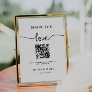 Invitation Partager L'Aimer QR Code Sign, Mariage Photo Sign