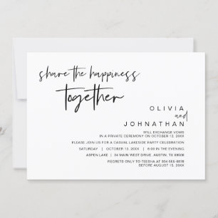 Invitation Partagez le bonheur ensemble, Elopement Party