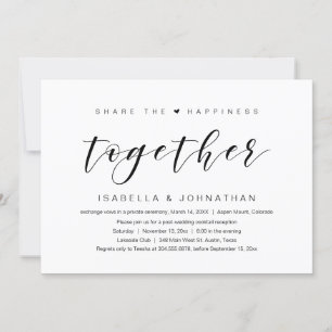 Invitation Partagez le bonheur ensemble, Mariage en fuite