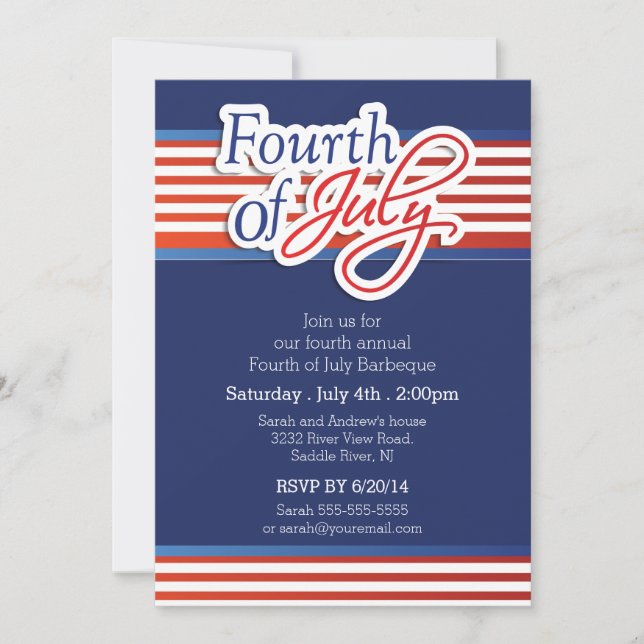 Invitation Parti 4 juillet de la typographie patriotique (Devant)