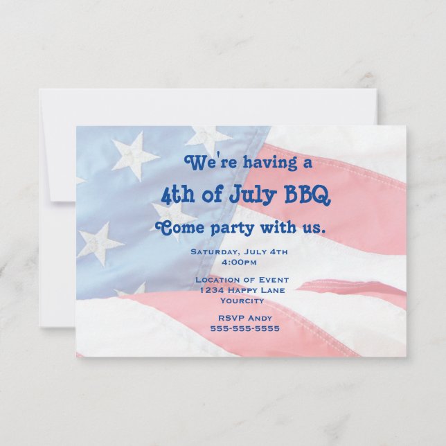 Invitation Parti 4 juillet du drapeau patriotique (Dos)