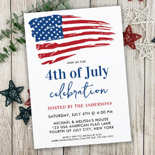 Invitation Parti 4 juillet du drapeau patriotique américain