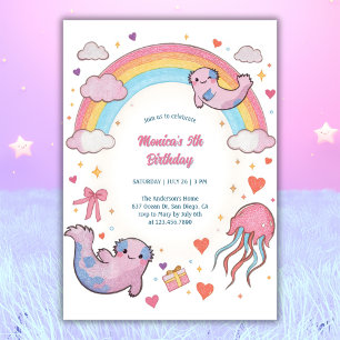 Invitation Parti Anniversaire de enfant arc-en-ciel mignon Ax