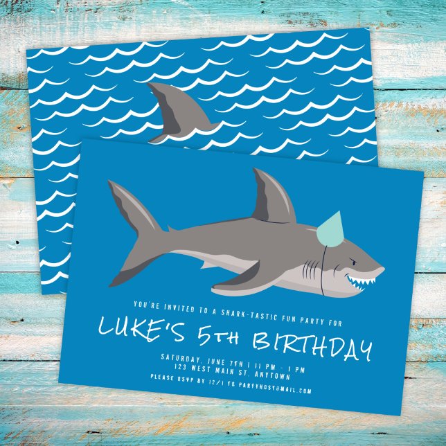 Invitation Parti Anniversaire de enfant Cool bleu requin (Créateur téléchargé)