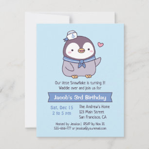 Invitation Parti Anniversaire de enfant de Cute Penguin