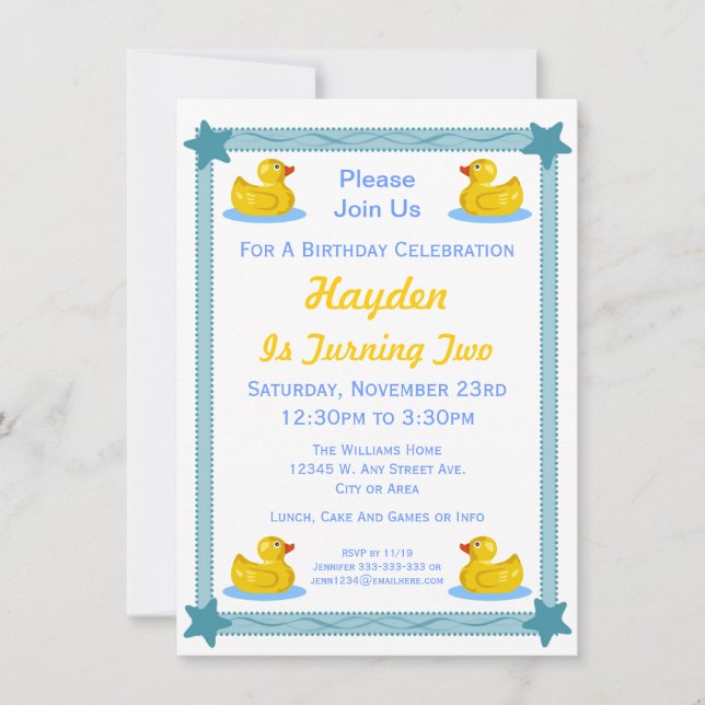 Invitation Parti Anniversaire de enfant des étoiles Cute Rubb (Devant)
