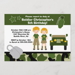 Invitation Parti Anniversaire de enfant des soldats du Camouf