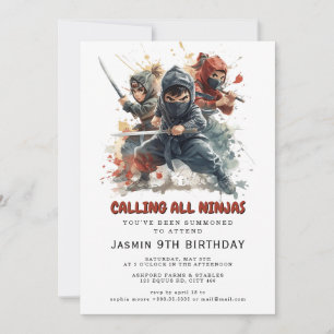 Invitation Parti Anniversaire de enfant guerrier Ninja