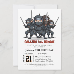 Invitation Parti Anniversaire de enfant guerrier Ninja