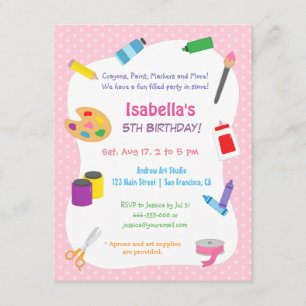 Invitation Parti Anniversaire de enfant Pois des arts et de l