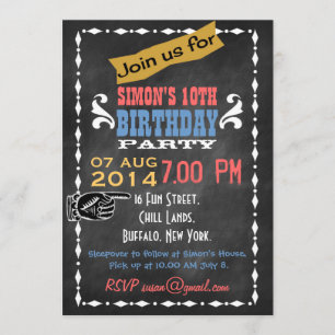 Invitation Parti Anniversaire de enfant Retro Chalkboard