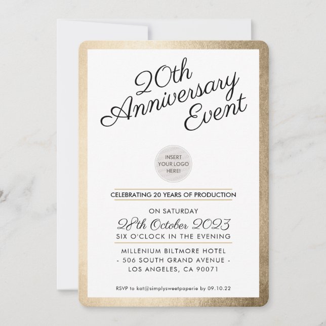 Invitation PARTI ANNIVERSAIRE DE LA SOCIÉTÉ or d'affaires mod (Devant)