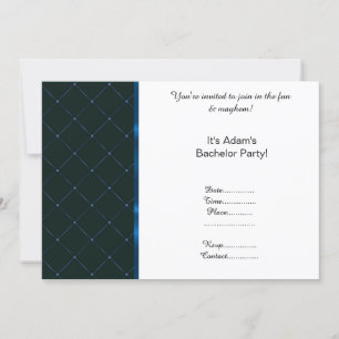 INVITATION PARTI BACHELOR BLEU BLACK MODERNE MODERNE