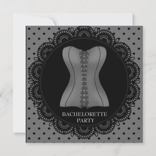 INVITATION PARTI BACHELORETTE BLACK GREY SPOT (Devant)
