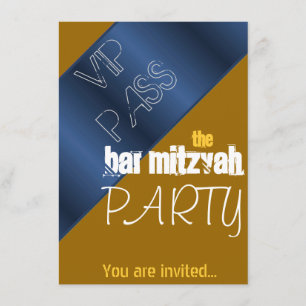 Invitation Parti Bar Mitzvah, Bat mitzvah bleu et or