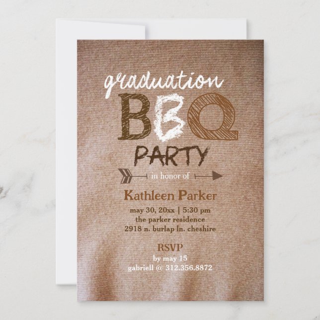 Invitation Parti BBQ Rustique (Devant)