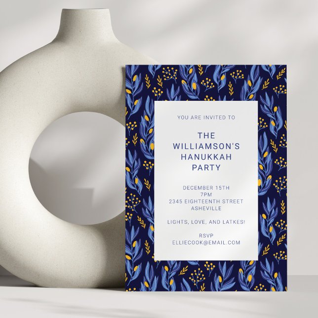 Invitation Parti Boho bleu et Hanoukka jaune moderne (Créateur téléchargé)