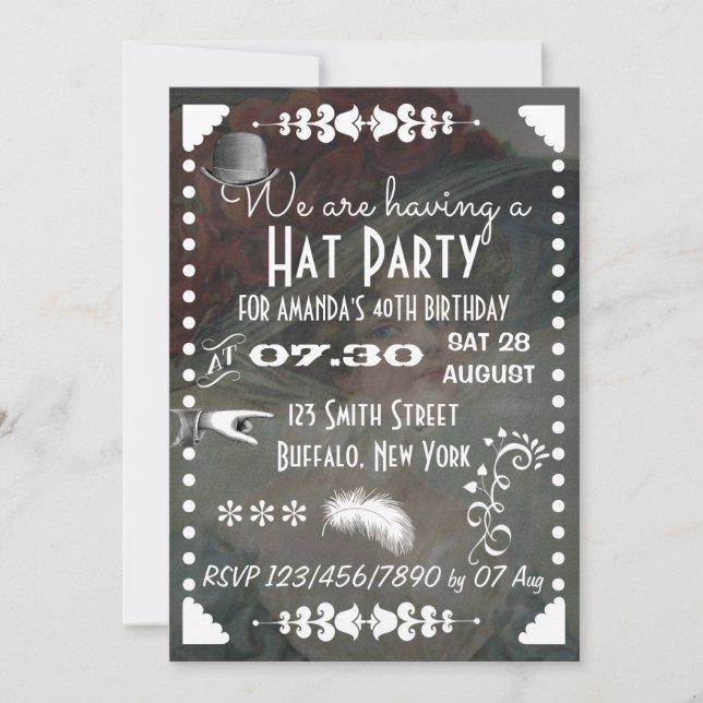 Invitation Parti Casquette vintage Retro Chalkboard (Devant)