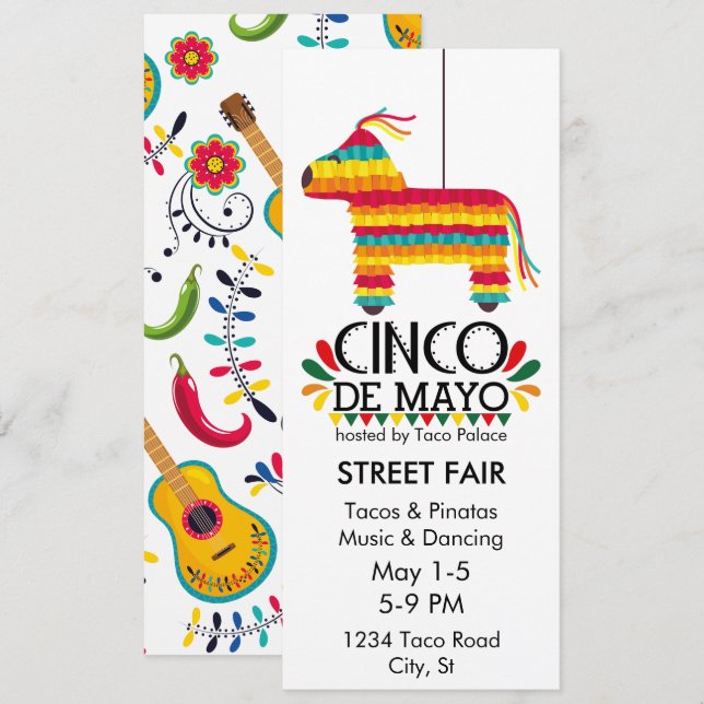 Invitation Parti Cinco de Mayo Pinata (Devant / Derrière)