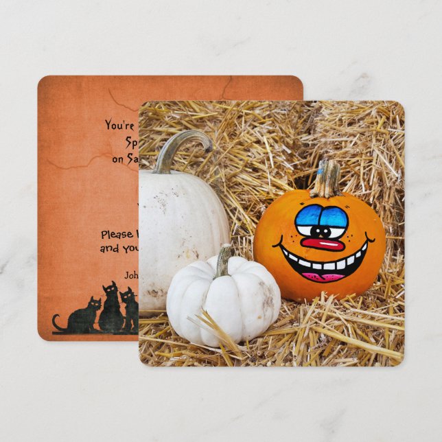 Invitation Parti Citrouille d'Halloween (Devant / Derrière)