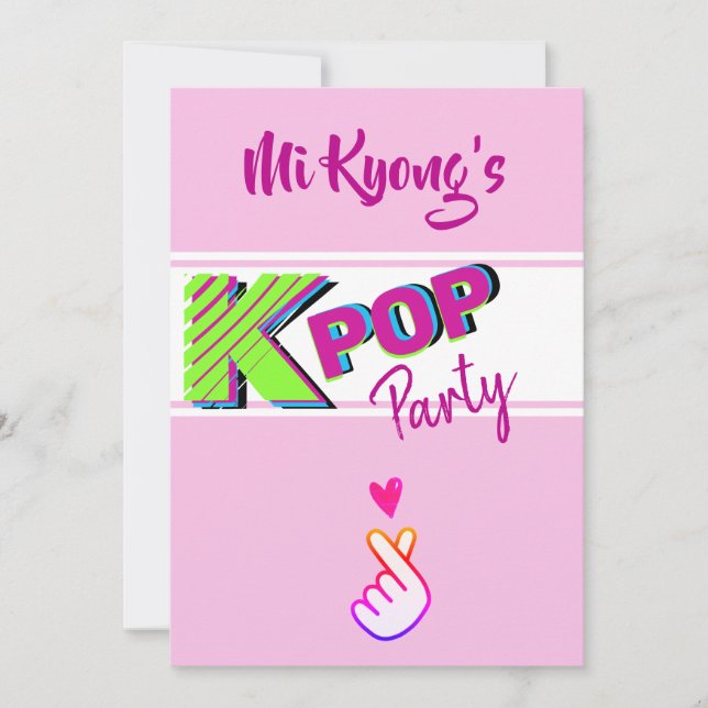 Invitation Parti coréen K-pop Hand Heart (Devant)
