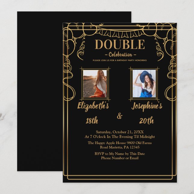 Invitation Parti d'anniversaire conjoint adulte 2 Photo (Devant / Derrière)