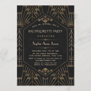 Invitation Parti de Bachelorette Gold Noir unique