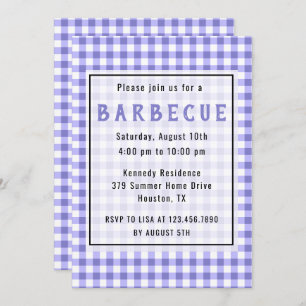 Invitation Parti de barbecue rustique violet En vichy Farmhou