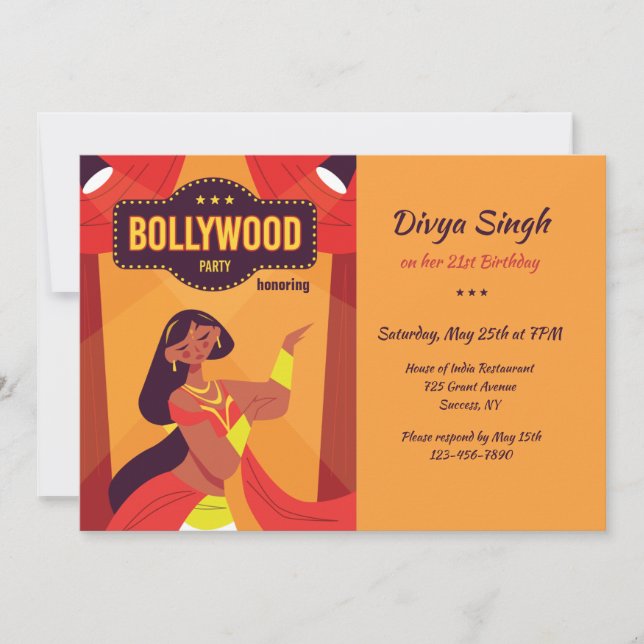 Invitation Parti de Bollywood (Devant)