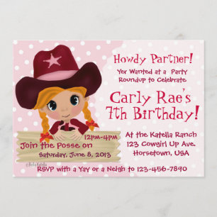 Invitation Parti de Cowgirl rose