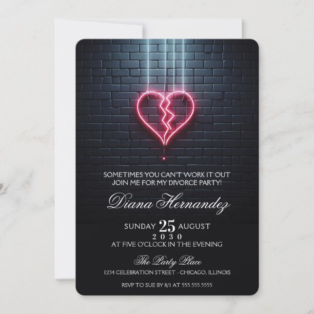 Invitation Parti de divorce cardiaque cassé (Devant)