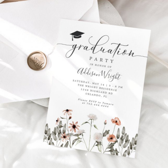 Invitation Parti de graduation de Boho Wildflower (Créateur téléchargé)