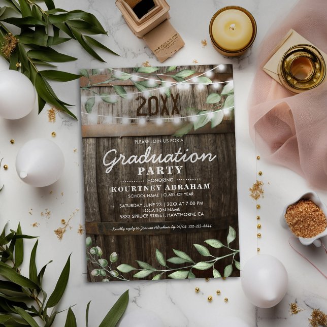 Invitation Parti de Graduation de la verdure rustique (Créateur téléchargé)
