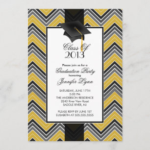 Invitation Parti de graduation de Modern Gold Chevron 2013