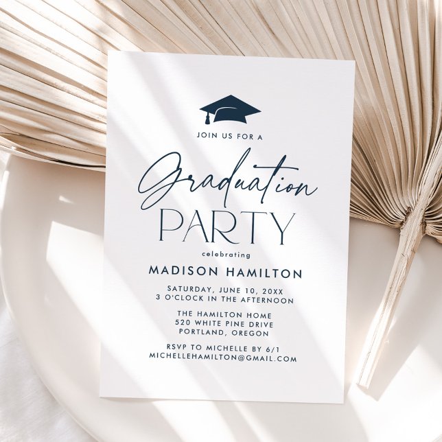 Invitation Parti de graduation de script de la marine moderne (Créateur téléchargé)
