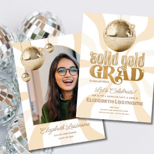 Invitation Parti de Graduation Disco super Solid Gold