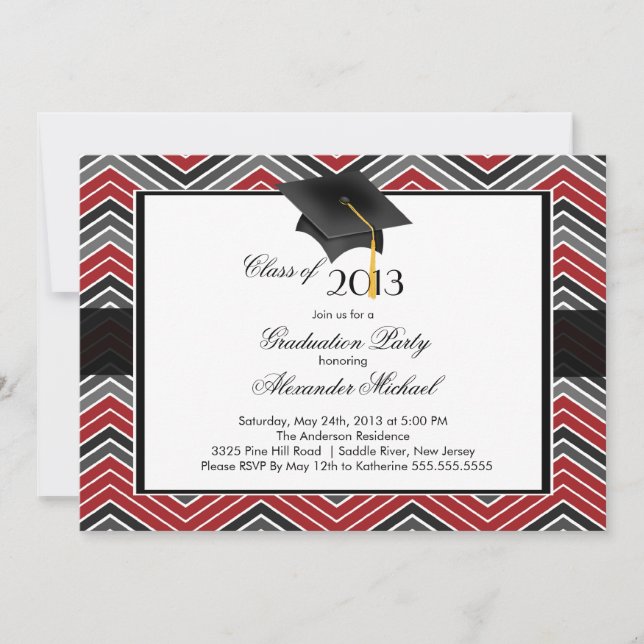 Invitation Parti de graduation moderne Chevron Graduate Tasse (Devant)