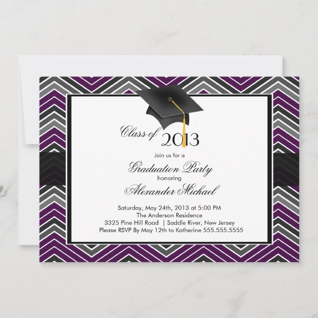 Invitation Parti de graduation moderne Chevron Graduate Tasse (Devant)