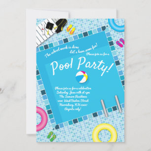 Invitation Parti de la fête du pool
