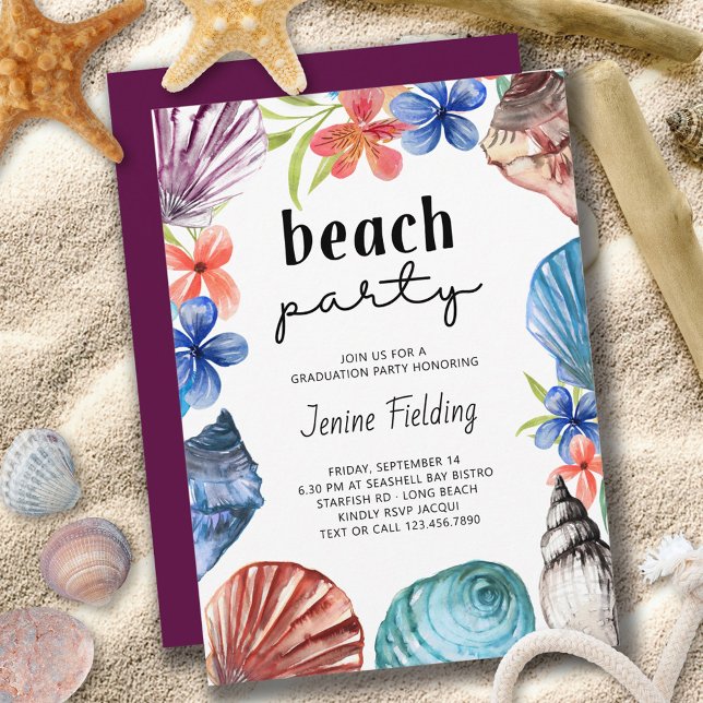 Invitation Parti de la graduation de Seashell Tropical (Créateur téléchargé)