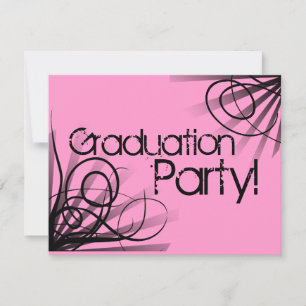 Invitation Parti de la graduation rose et noire