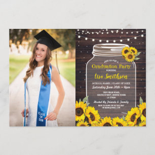 Invitation Parti de la graduation russe Jar Wood Sunflower Ph